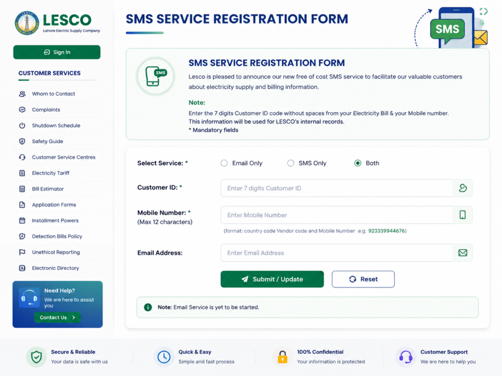 LESCO SMS service